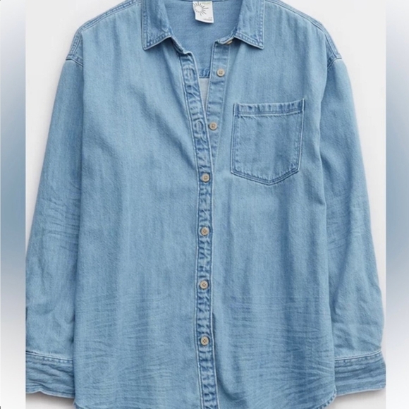 aerie Tops - Aerie Casual Blue Button Down Shirt